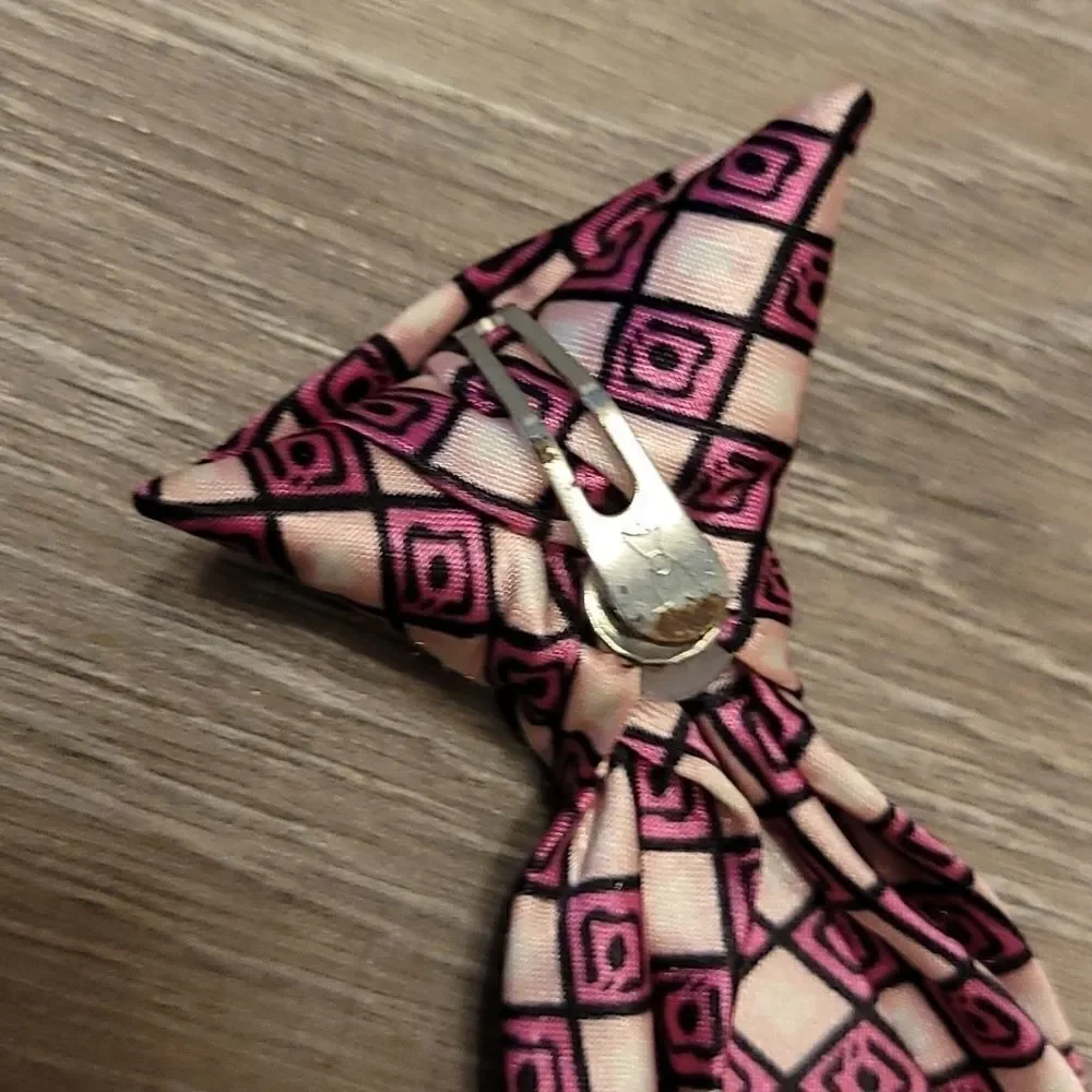 Fushia and White Kids Clip-on Tie
